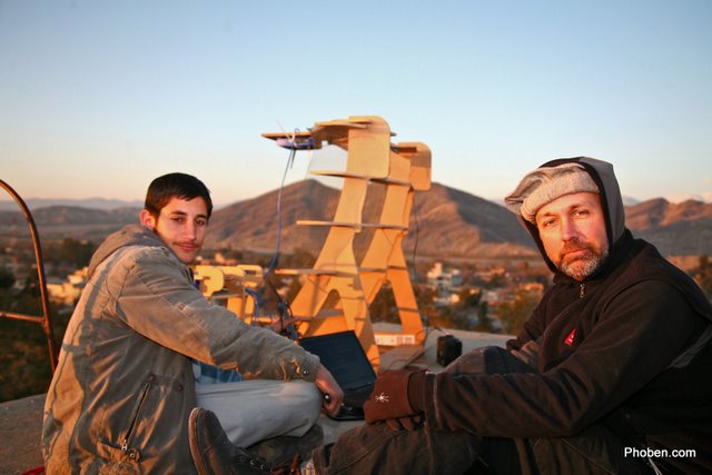 Said Jalal from Bagrami and Steve from Seattle atop the water tower near the long haul link from the Fab Lab