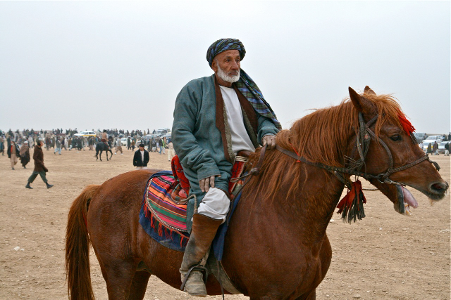 Buzkashi player at the end of a match.  Mazar-i-Sharif, Afghanistan 2007