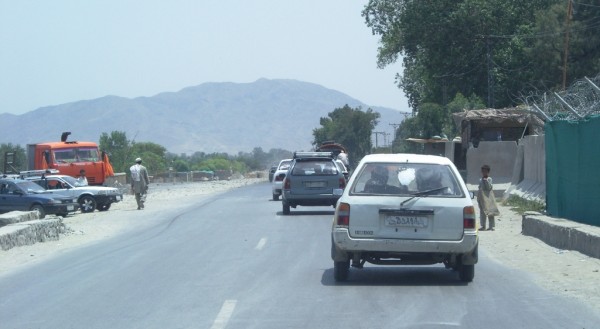 The enterance to the Jalalabad airport which is also home to both the Afghan and American Army base. The attackers were detected several hundred meters down the road behind me