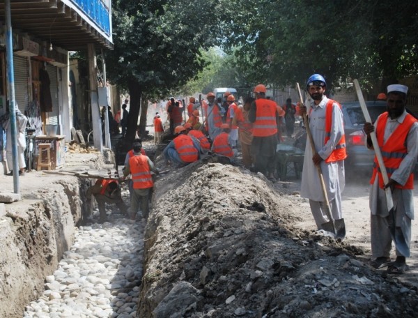 This is rapid reconstruction of its finest. The Mayor of Jalabad has provided the stone, cement, engineers and heavy equipment. My project provides the manpower, hand tools, vehicle fuel and worker supervision. We are building side ditches which will channel water out of the city inb order to reduce flooding and employing over 800 men from the poorest of the poor in Nangarhar Province. Combing American project monies with the municipal budget to allows the rapid completion of projects which are important to the Afghans.