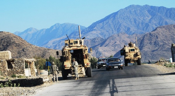 Army troops from the 4th Brigade chatting up the folks along the new road they built in Kunar Province. It is good to see American infantry dismoounted and interacting with the local peoples in a calm professional manner. But this is not COIN - these troops will mount up and move on in an hour. They are not providing security to the local people they are just showing the flag which expensive, inefficient, dangerous for the troops and at this stage of the conflict just plain silly