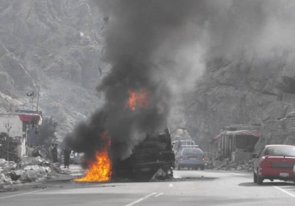 The local Bad Guys smoked a tanker two days ago between Jbad and Kabul. There were no less thanb 200 tankers lined up behind this one which got through fine. The consistent trend we see is attacking lone trucks every now and then and running away. It is not a serious effort at disrupting the logistical efforts on this lone route west to Kabul.