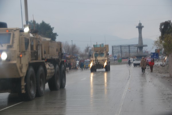 It is good to see the Army using the truck bypass and avoiding the congestion of downtown Jalalabad - good for the army who has a clear route with good observation and good for the locals who have enough traffic congestion to deal with daily