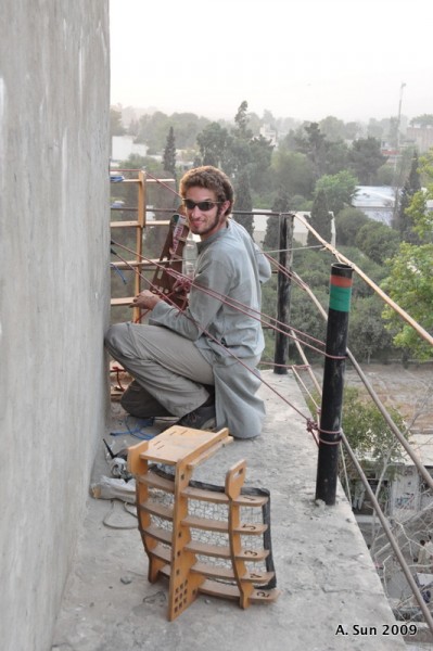 Keith working on the first install on the water tower September 2009