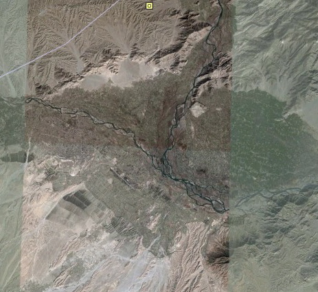 Shot of the area where the Kunar and Kabul rivers join in 2004