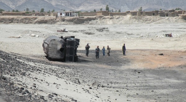 28 MAY - Moments before blowing themselves up the dynamic motorcycle duo correctly placed a mine on this truck some four miles west of their final act of sabatoge