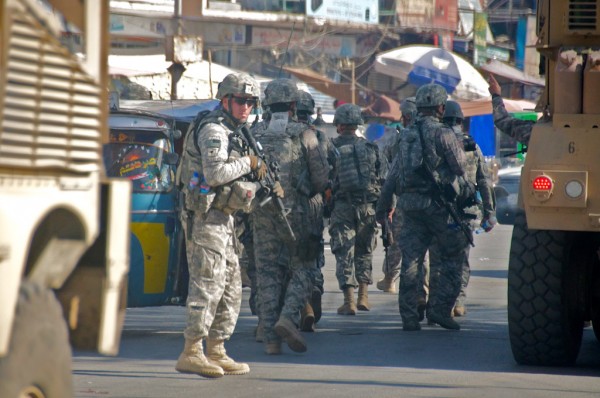 The key to effective patrolliing in a permissive environment is to spread out and practive the most valuable skill a foriegner can have here which is smiling at people and giving them a few words of greeting in Pashto.  Walking around bunched up like this makes everyone nervous and is not too productive. 