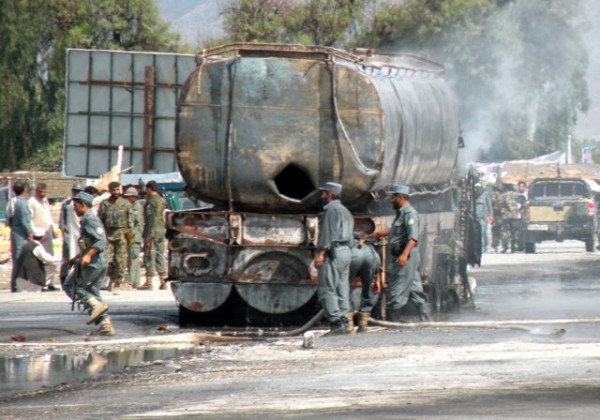 The villans had hit one of the tankers sitting outside FOB Fenty with a limpet mine.