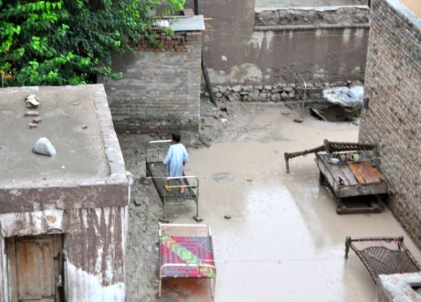 The avergae Afghan family compound has no grass or driveways so heavy rains are a real problem for them.