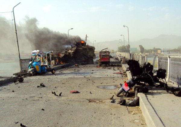 There was another VBIED on the Beshud bridge the other day. None of the soldiers in the MRAP were injured but local bystanders did not fare well.