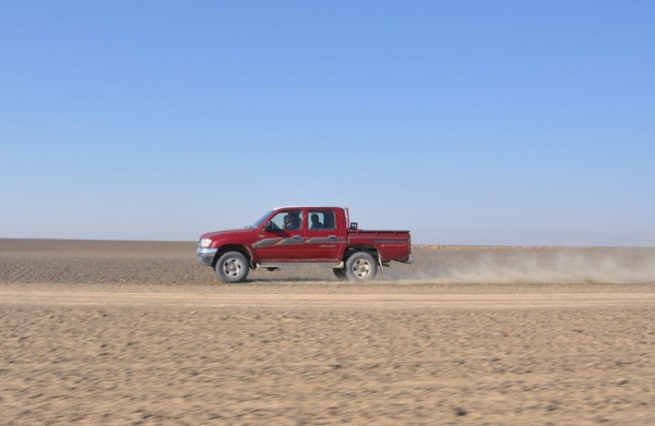 In the desert heading towards Charborjak; imagine about 60 ANP trucks in a massive line sweeping across this very road yesterday. It must have been a sight to behold. 