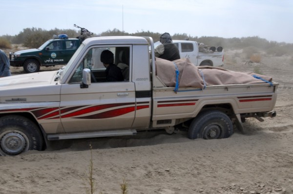 This is the first of about 15 times that the Chicken Truck got stuck in the sand