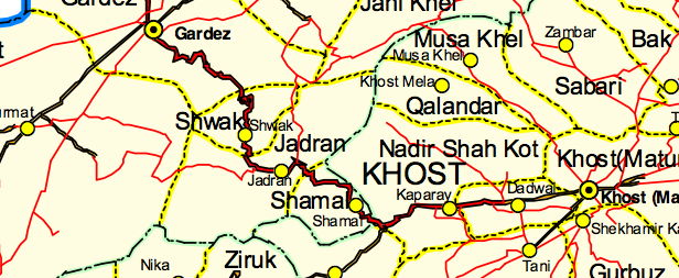 The Gardez to Khost highway - this tiny part of the Southeast Region 