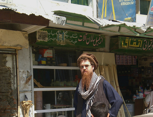 Todd Huffman shopping in the Jalalabad bazaar 